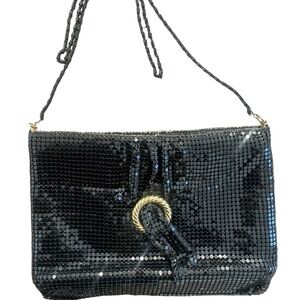 Vintage 70s/80s Black Metal Mesh Evening Bag